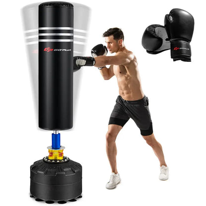 Freestanding Heavy Punching Bag  70-Inch, 220-Pound Boxing Bag with Gloves, Shock Absorber & 12-Cup Base