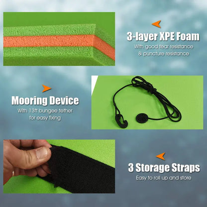 12′ x 6′ Floating Water Mat  Triple-Layer XPE Foam Pad for Pool or Lake Use