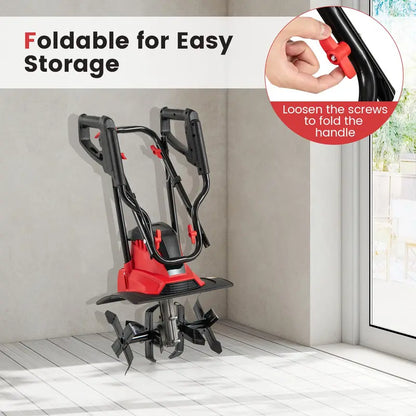 10-Amp Corded Electric Tiller  Foldable Garden Cultivator for Efficient Soil Prep
