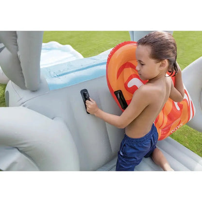 Backyard Inflatable Water Slide with Surf Rider Zones and Built-In Electric Air Pump for Quick Setup