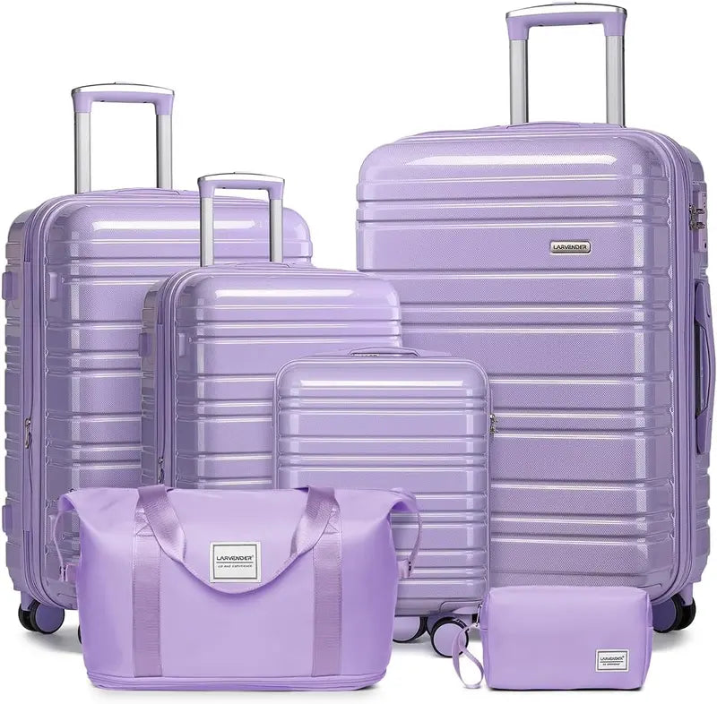 6-Piece Expandable Rolling Luggage Set  Lightweight Hardshell Suitcases with Smooth-Spinning Wheels & Modular Packing Options