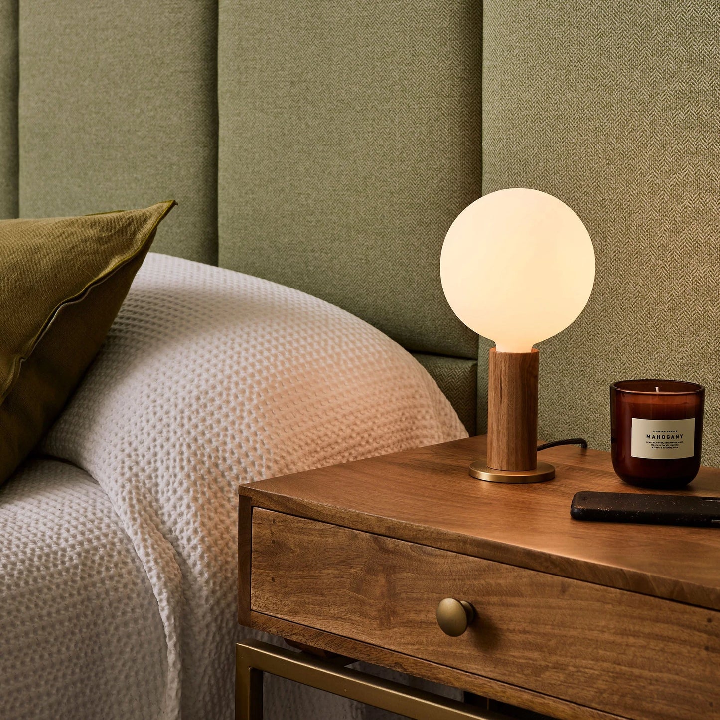 Knuckle Table Lamp in Walnut + Sphere IV Set