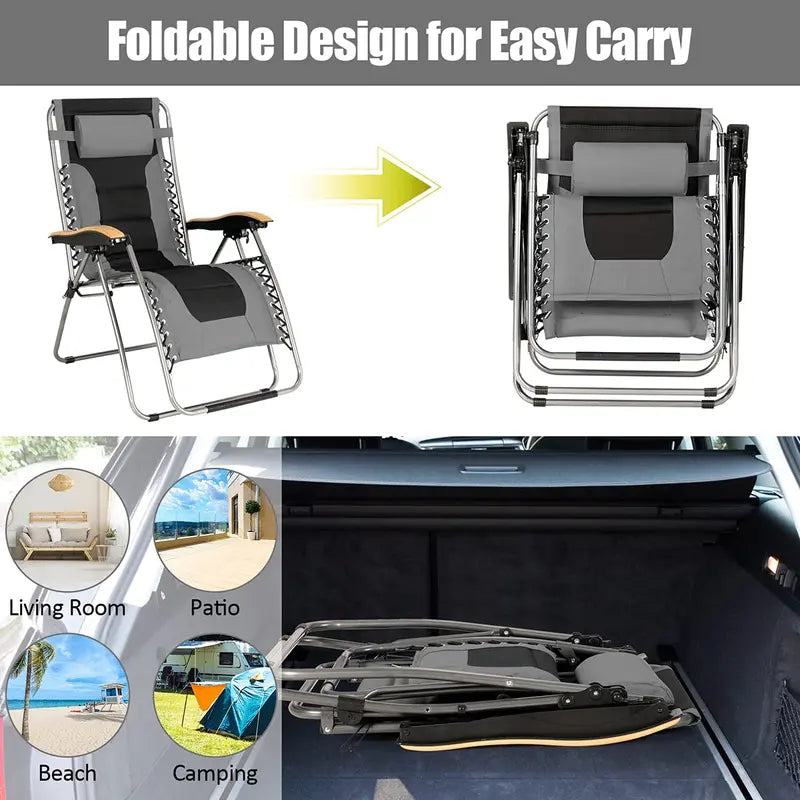 Zero Gravity Reclining Lounge Chair  Compact Foldable Design for Relaxation
