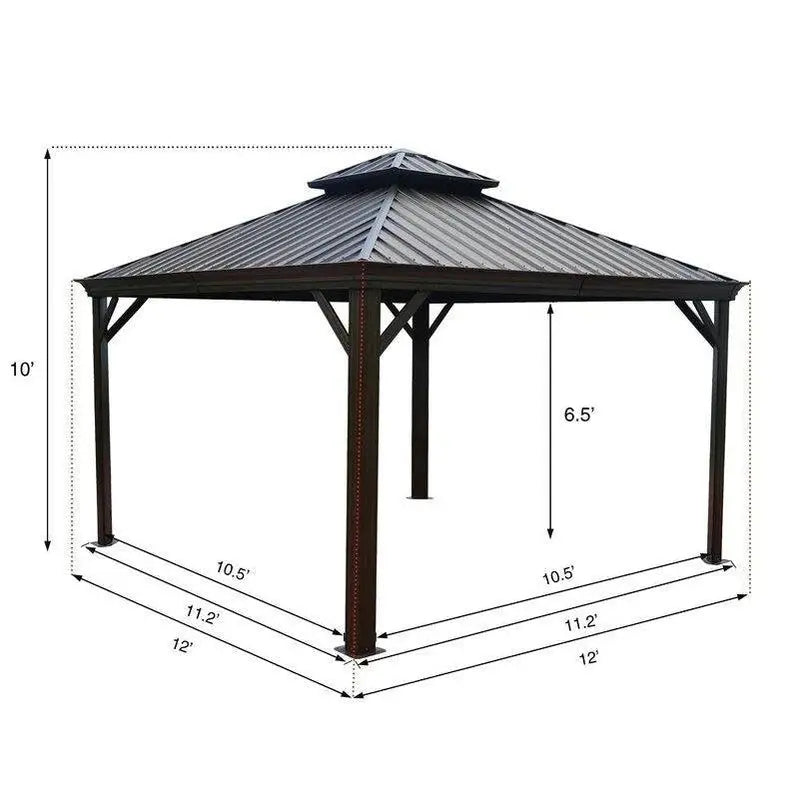 Alexander 12′ x 12′ Aluminum Patio Gazebo  Rust-Resistant Outdoor Shade Structure