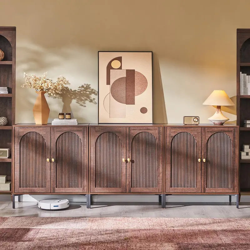IFGET Fluted Arched Sideboard  92.6-Inch Wide Modern Farmhouse Buffet Cabinet