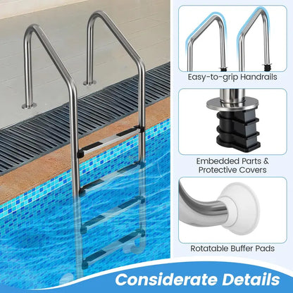 Heavy-Duty Non-Slip Swimming Pool Ladder  4-Step Sturdy Aluminum Design