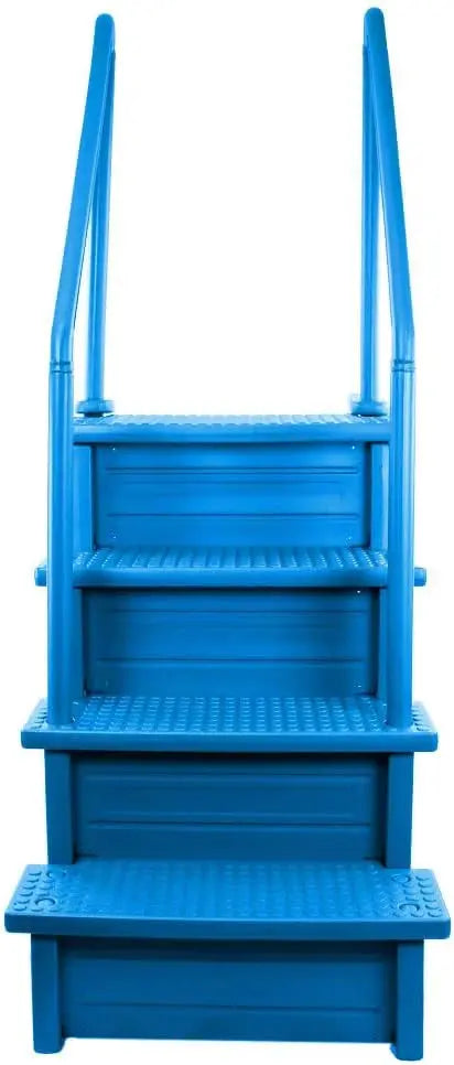 Gray Anti-Slip In-Pool Steps  Deck-Mountable Safety Stairs for Above-Ground Pools