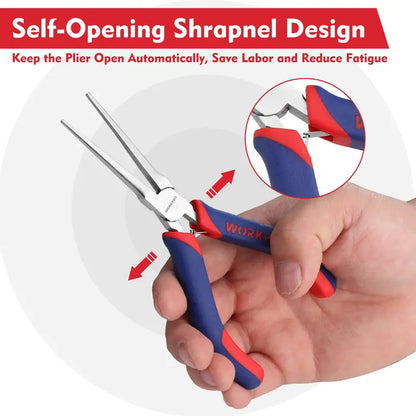 WORKPRO 2-Piece 6″ Precision Needle-Nose Plier Set  Bent & Standard Nose Designs