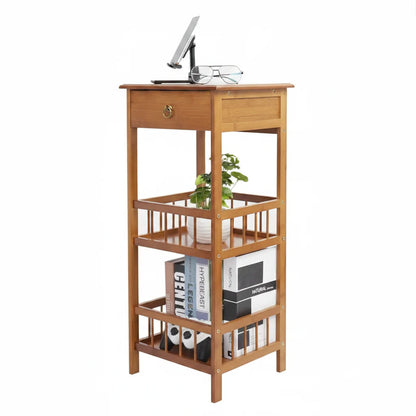 Wooden End Table with Storage Compartment