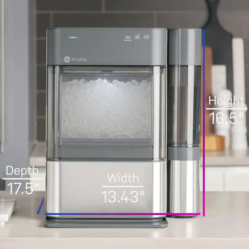 Opal 2.0 Nugget Ice Maker  WiFi-Enabled Countertop Pellet Ice Machine, 0.75-Gallon Tank, 38 lbs/Day Output, Stainless Steel