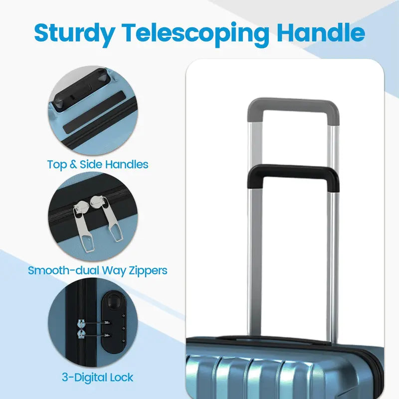 Lightweight 3-Piece Hardshell Spinner Luggage Set — 20/24/28 Inch (Vertical Stripe Design)