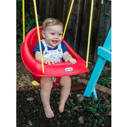 Little Tikes 637247 Highback Plastic Toddler Playset Swing with Seat Belt, Red