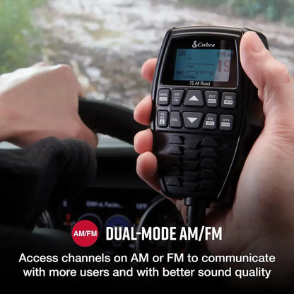 Cobra 75 All-Road Wireless CB Radio  Dual AM/FM, Bluetooth, Noise Cancel, Waterproof, 40 Channels, Black