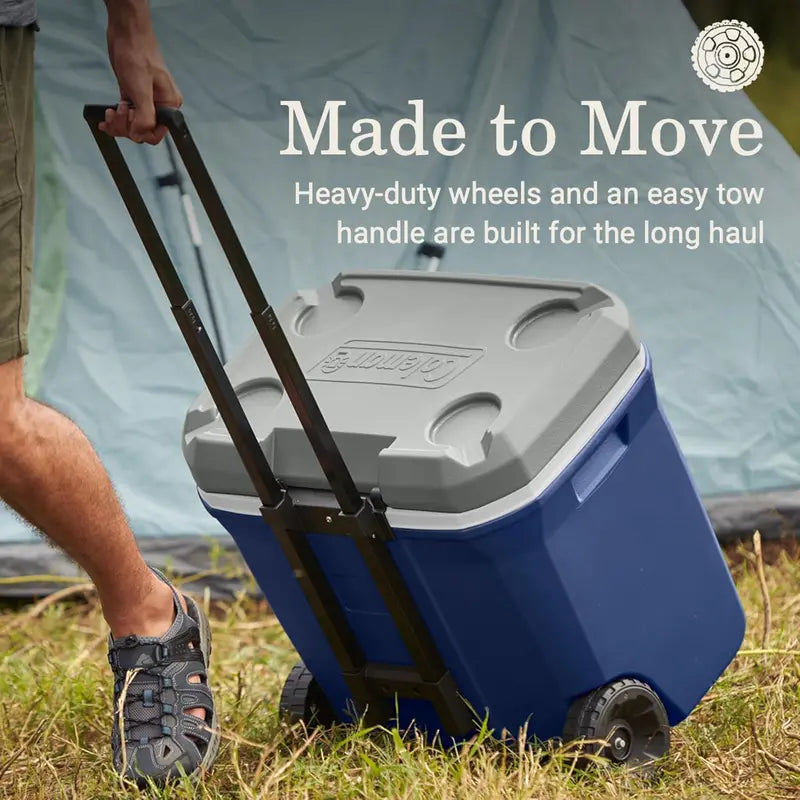 Coleman 100-Quart Insulated Rolling Cooler  Leak-Proof Hard-Sided Outdoor Cooler with 5-Day Ice Retention