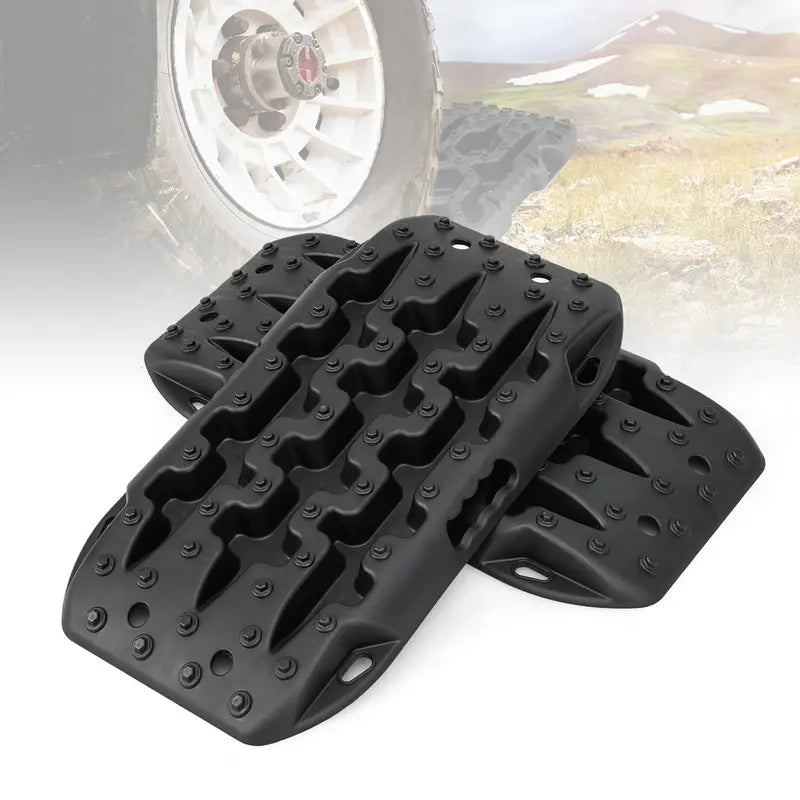 Off-Road Recovery Traction Mats, Dual-Piece 4×4 Heavy-Duty Grip Tracks