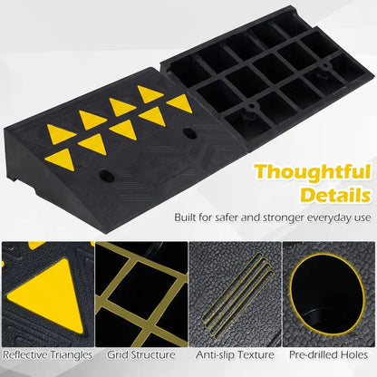 Dual-Pack Rubber Curb Ramp  Driveway Threshold Ramps with 5-Inch and 6.3-Inch Height Options