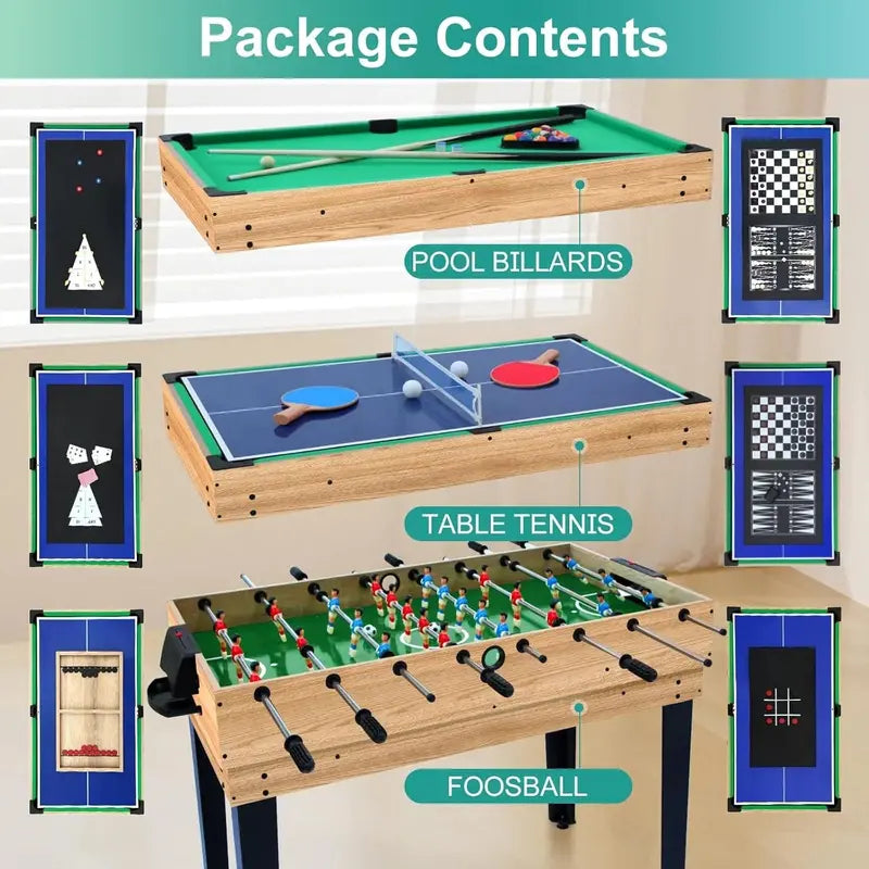 48-Inch 12-in-1 Multi-Game Table  Ping Pong, Pool, Foosball & Air Hockey Combo for Home Game Rooms