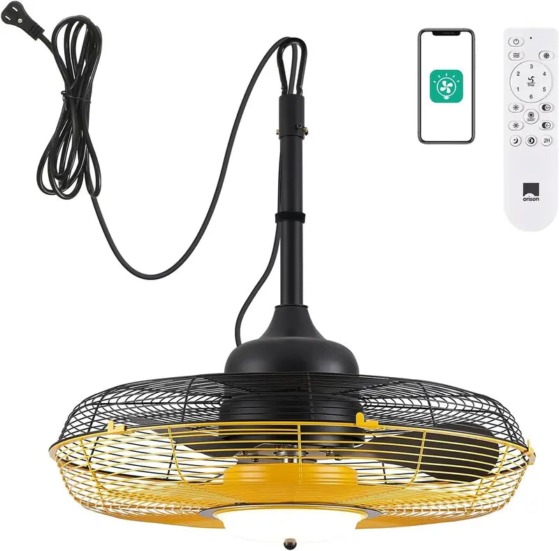 21-Inch Outdoor Ceiling Fan with Integrated Light  Wet-Rated, Remote & App-Controlled Hanging Fan for Patios & Gazebos
