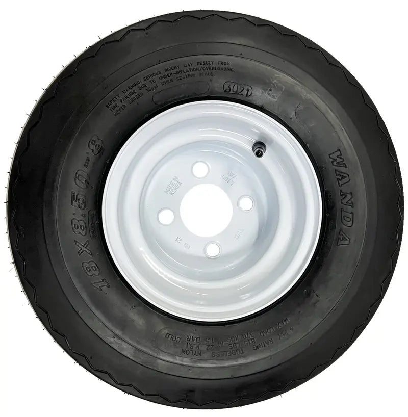 Pre-Mounted Golf Cart Tire On Rim 18 X 8.5 X 8 18X8.50-8 White 4 Lug Fits EZGO