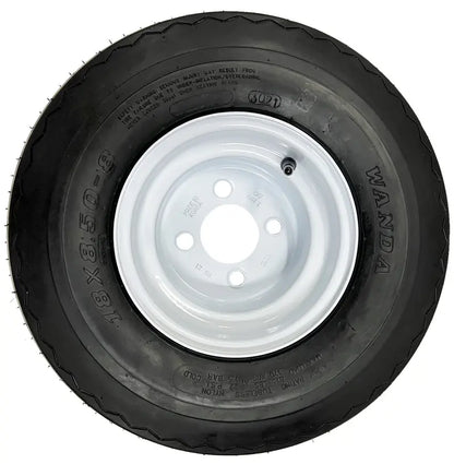 Pre-Mounted Golf Cart Tire On Rim 18 X 8.5 X 8 18X8.50-8 White 4 Lug Fits EZGO