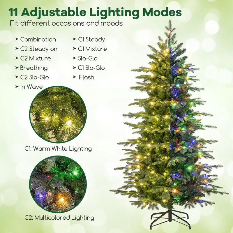 6 ft Pre-Lit Multimode Artificial Christmas Tree  260 Multicolor & Warm White LEDs, 714 Tips, 11 Lighting Effects