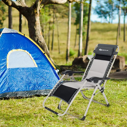 Zero Gravity Folding Recliner  High-Weight-Capacity Lounge Chair with Detachable Head Pillow