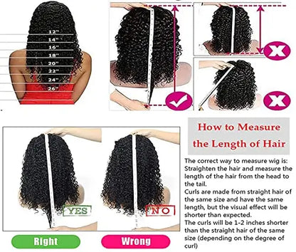 Aiterina 12″ Deep Wave Curly Human Hair Headband Wig  Glueless, Machine-Made, Natural Color