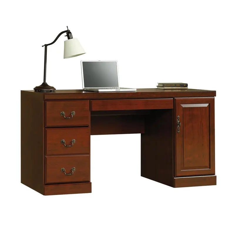 Sauder Heritage Hill Computer Credenza Desk  Classic Cherry Woodgrain Finish