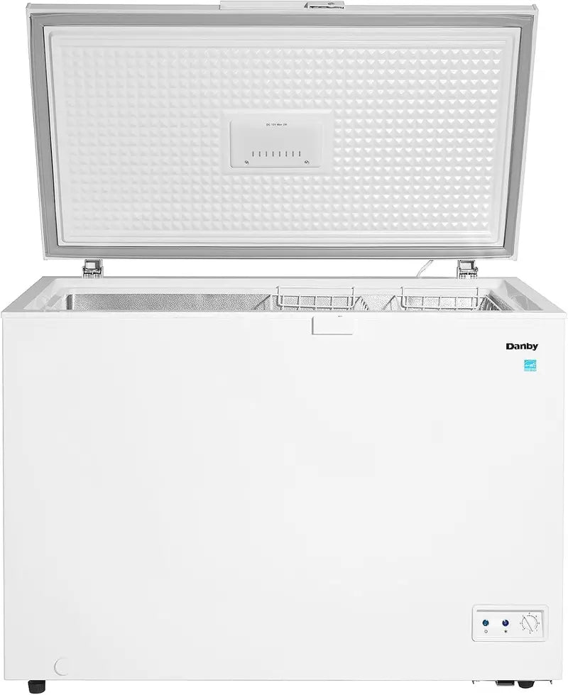10 Cu Ft White Chest Freezer  Garage-Ready, Operates from 0°F to 110°F, Energy-Efficient Storage Solution