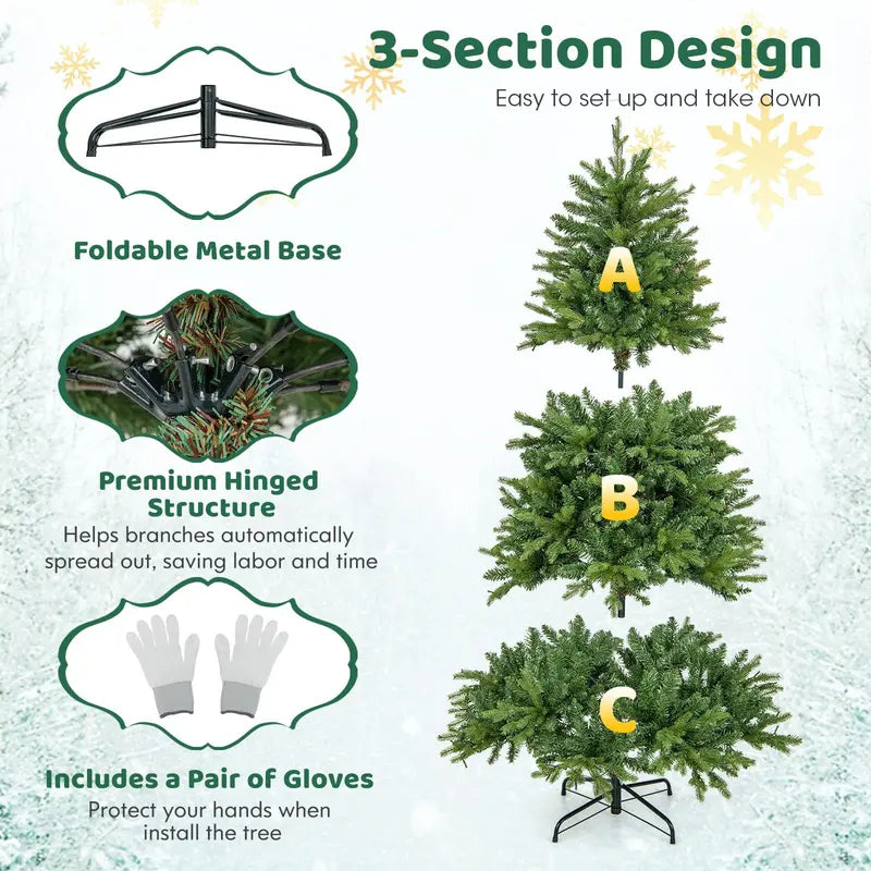 Hinged Pre-Lit Artificial Christmas Tree with Warm White and Multi-Color LEDs