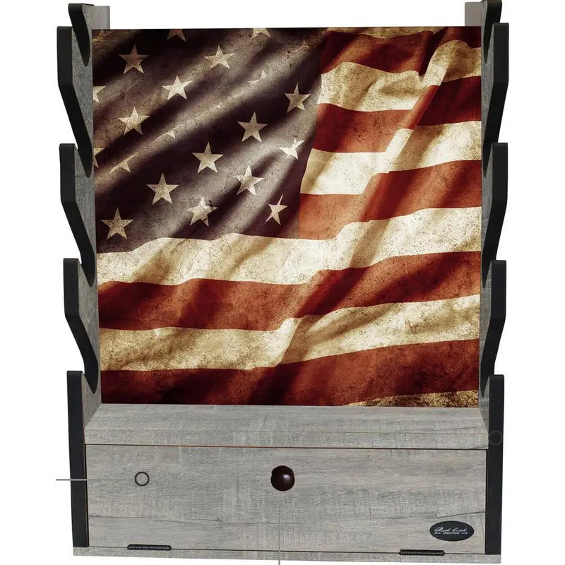 Rush Creek Creations Americana 4 Gun Wall Rack with Storage 38-4047