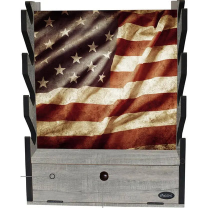 Rush Creek Creations Americana 4 Gun Wall Rack with Storage 38-4047