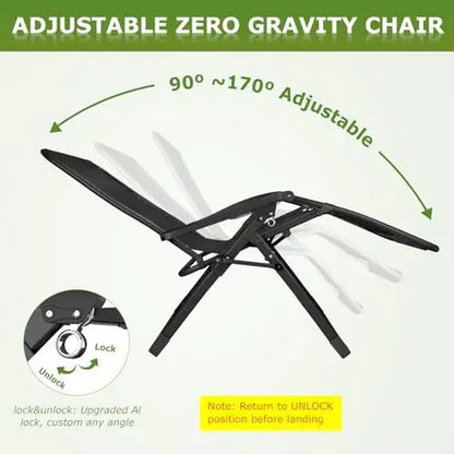 Suteck Zero Gravity Relaxing Chair  Black | Upgraded Lock | Removable Cushion | Cup Holder | Reclining | Folding