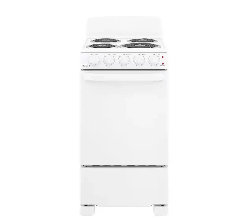 20-Inch 4-Burner Free-Standing Electric Range  White Finish Cooktop and Oven Combo for Compact Kitchens