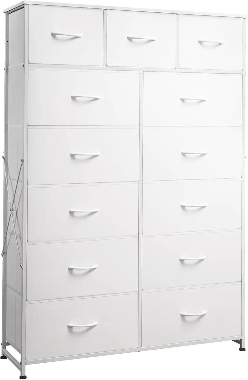 WLIVE 13-Bin Steel Storage Tower  Charcoal Black Tall Organizer with Fabric Bins for Hallway or Home Office