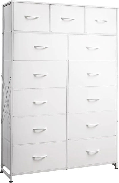 WLIVE 13-Bin Steel Storage Tower  Charcoal Black Tall Organizer with Fabric Bins for Hallway or Home Office