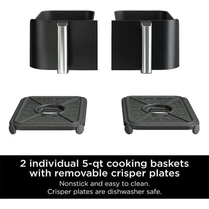 Ninja Foodi DualZone 10-Quart Air Fryer  6-in-1 Smart Cooking System with Independent Baskets