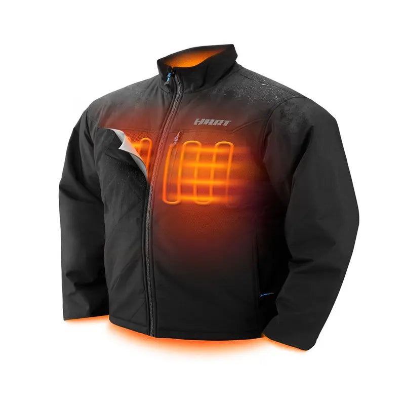 HART Men’s Heated Jacket Kit, Medium  20V, 3 Heating Zones, Wind & Water Resistant, Includes Battery & Charger