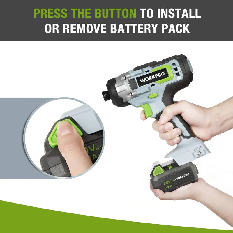 WORKPRO 20V 4.0Ah Lithium-Ion Battery  High-Capacity Power Pack for Cordless Tools