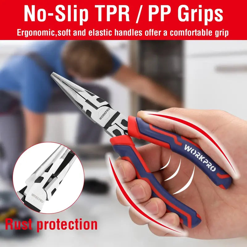 WORKPRO Premium CR-V Pliers Set  4-Piece Durable Construction Tool Collection
