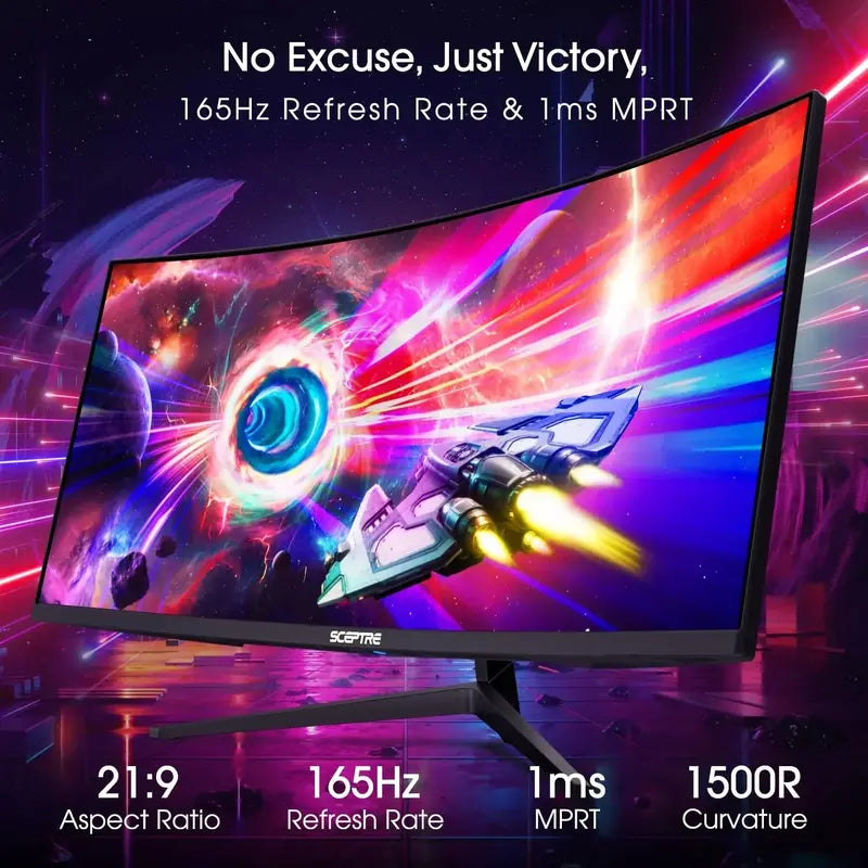 Sceptre 34-Inch Ultrawide WQHD Gaming Monitor  165Hz Refresh Rate, Curved Design