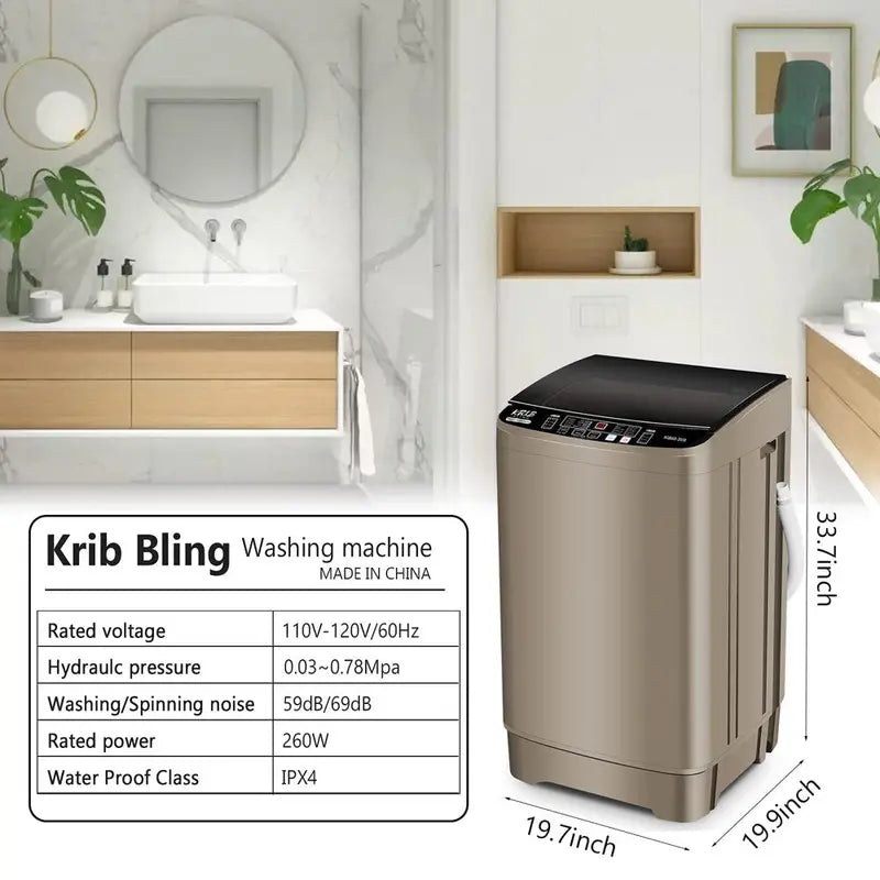 Portable Washing Machine, 17.7 Lbs Large Capacity Full Automatic Washing Machine