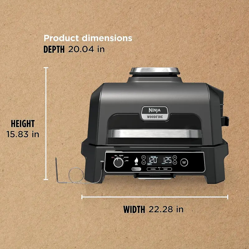 Ninja Woodfire Pro XL 4-in-1 Outdoor Cooking System  Grill, Smoker, Air Fryer & Thermometer