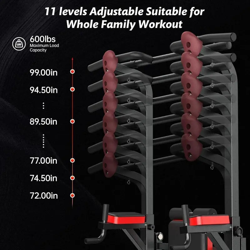 Pooboo Adjustable Power Tower  Dip Station, Pull-Up Bar & Ab Board