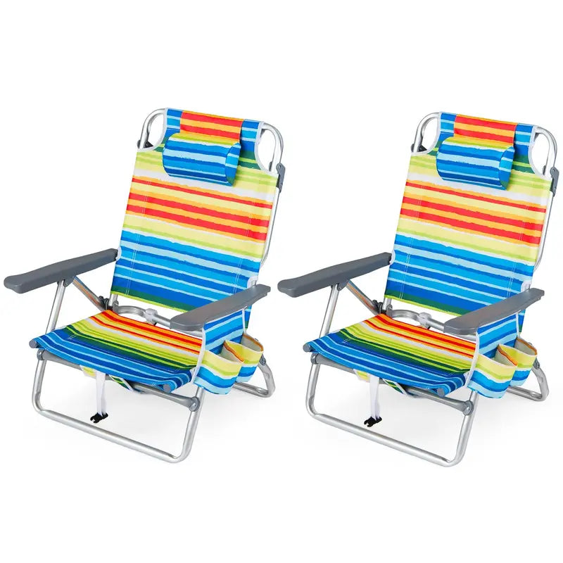 Lightweight Backpack-Friendly Reclining Beach Chairs (Set of 2 or 4)