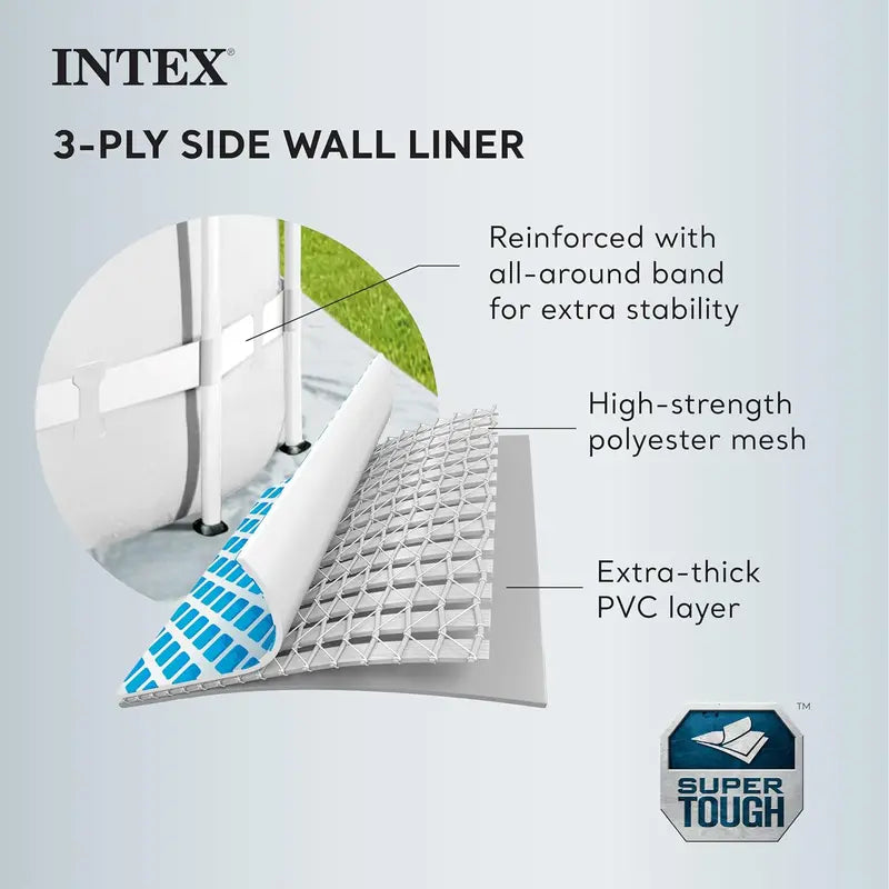 15ft x 42in Ground-Frame Swimming Pool Kit  Includes Filter System & Stable Steel Support Structure