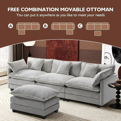ihanherry 146-Inch Modern U-Shaped Modular Cloud Sofa  Customizable Layout