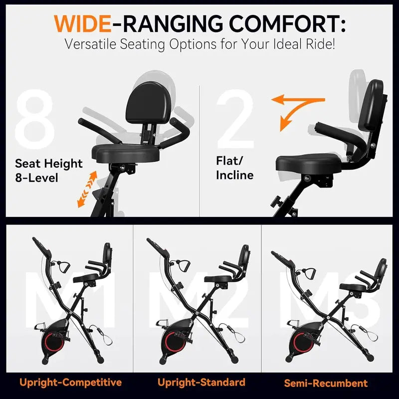 817X Foldable Indoor Exercise Bike  16-Level Magnetic Resistance, 300 LB Capacity, Quiet 2025 Design