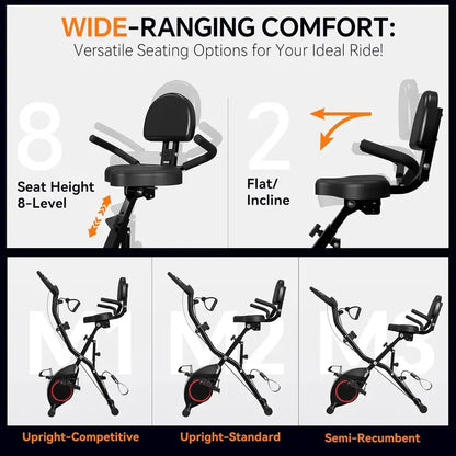 817X Foldable Indoor Exercise Bike  16-Level Magnetic Resistance, 300 LB Capacity, Quiet 2025 Design