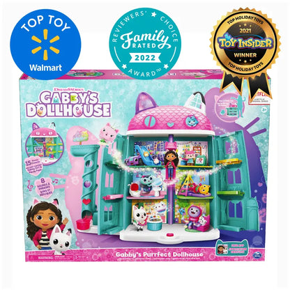 Gabby’s Dollhouse, Purrfect Dollhouse 2-Foot Tall Playset with Sounds, 15 Pieces